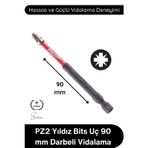 #Vidalama PZ2 Yıldız Bits Uç 90 Mm Darbeli Vidalama Tornavida Aksesuarı Profesyonel Çelik Şok Emici