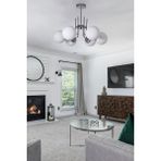 Vien Modern Tasarım Salon Yemek Odası Mutfak Gri Renk Beyaz Camlı Sarkıt 6 Lı Avize - Gri - Beyaz