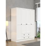 Viena Modern Tasarımlı Membran Kapaklı 4 Kapılı Gardırop (50 cm Derinlik) - Beyaz