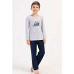 Vienetta Erkek Çocuk Uzun Kol Pijama Takım(9/10-15/16) , 405310 - Gri Melanj - 11 - 12 Yaş