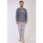 VIENETTA Erkek Polar Uzun Kol Gri Pijama Takım 3C0T3N1O88 GRİ M