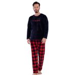 VIENETTA Erkek Uzun Kol Welsoft Lacivert Pijama Takım C3T0N4O084 Lacivert Xxl