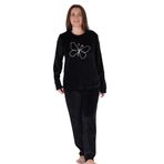 VIENETTA Kadın Büyük Beden Uzun Kol Kadife Siyah Pijama Takımı C3T0N6O006 SİYAH 3 XL