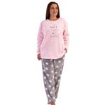 VIENETTA Kadın Uzun Kol Büyük Beden Welsoft Gri Pijama Takımı C3T0N4O070 GRİ 1 XL