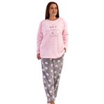 VIENETTA Kadın Uzun Kol Büyük Beden Welsoft Gri Pijama Takımı C3T0N4O070 GRİ 2 XL
