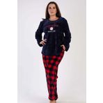 Vienetta Kadın Uzun Kol Büyük Beden Welsoft Lacivert Pijama Takımı 3C0T4N0O83 Lacivert 2 Xl