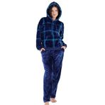 VIENETTA Kadın Welsoft Kapüşonlu Uzun Kol Indigo Pijama Takımı C3T0N3O088 Indigo S