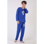 Vienetta Pamuklu Erkek Çocuk Uzun Kol Pijama Takım(3-4/7-8) - Saks - 3 - 4 Yaş