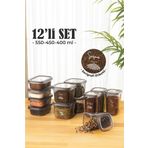 Vienev 12li Süper Set Baharat Saklama Kabı Seti Avantajlı Paket 4x(0,40, 0,45, 0,55) Etiketli