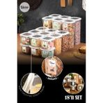 Vienev 18li Renkli Etiketli Kare Erzak Saklama Kabı Seti Beyaz 6x(1,75 lt - 1,2 lt - 0,55 lt)