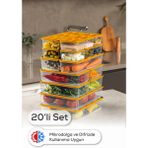 Vienev 20’li Buzdolabı Dondurucu Organizer Mikrodalga ve Difrize Uygun Saklama Kabı Turuncu 12x(350ML) 4x(1,75LT) 2x(1,65LT) 2x(3,5LT)