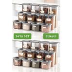 Vienev 24'lü Etiketli Poly Kare Erzak Saklama Kabı Set 8x(0,55 LİTRE, 1,2 LİTRE, 1,75 LİTRE) Antrasit