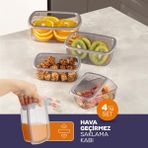 Vienev 250-500-750-1200 ml Antrasit 1X 4'lü Hava Geçirmez Saklama Kabı Seti