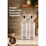 Vienev 2’li Cam Yağdanlık Seti 750 cc Yağ Sirke Şişesi Sızdırmaz Kristal Kesim