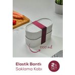 Vienev 2'li Elastik Bantlı İstiflenebilir Pratik Saklama Kabı Seti 2x(1100 ml) Gri
