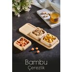 Vienev 3 Kare Kaseli Bambu Çerezlik Tepsili