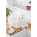 Vienev 32 x 32 Lavabo Kenarı Tezgah Üstü Süzgeçli Bulaşıklık Şeffaf Beyaz Plastik