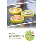 Vienev 3lü Buzdolabı Için Yarım Meyve ve Sebze Koruma Kabı - Limon, Soğan, Domates Saklama Kutusu Sarı