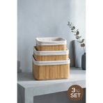 Vienev 3'lü Set Kare Bambu Organizer Sepet | Banyo Mutfak Dolap İçi