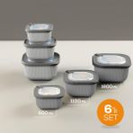 Vienev 600-1100-1800 ml Antrasit 6'lı 2X Mikrodalga ve Difrize Uygun VIP Kapaklı Özel Saklama Kabı Seti