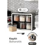 Vienev 6lı 500 ml Standlı Kendinden Yapışkanlı Kaşıklı Baharatlık Seti Antrasit
