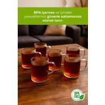 Vienev 6'lı Çizgili Desenli Kulplu Cam Bardak - 200 ml Cam Çay Bardağı