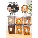 Vienev 6lı Renkli Etiketli Peggy Dikdörtgen Saklama Kabı Seti 3x(1500+1150 ml) Antrasit