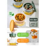 Vienev 6lı Renkli Sunumluk Zeytin Turşu Peynir Çok Amaçlı Süzgeçli Saklama Kabı Seti - 6 lı 12 x 8,5 cm