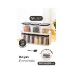Vienev 9'lu Beyaz Standlı Kaşıklı Etiketli Kendinden Yapışkanlı Baharatlık Seti Beyaz Beyaz