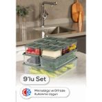 Vienev 9’lu Buzdolabı Dondurucu Organizer Mikrodalga ve Difrize Uygun Saklama Kabı Yeşil 6x(350ML) 2x(1,65LT) 1x(3,5LT)