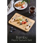 Vienev Bambu Love Kahvaltılık Peynir Sunum Seti Çift Bıçaklı