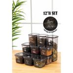 Vienev Beyaz Serigrafi Etiketli 12LI Peggy Kare Erzak Saklama Kabı 9x(0,55 Litre) - 3x(1,75 Litre) Antrasit