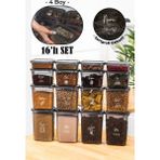 Vienev Beyaz Serigrafi Etiketli 16LI Peggy Dikdörtgen Saklama Kabı Seti 4X(1500-1150-800-400 Ml) Antrasit - 16 Adet