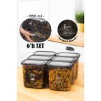 Vienev Beyaz Serigrafi Etiketli 6lı Peggy Dikdörtgen Saklama Kabı Seti 1150 ml Antrasit