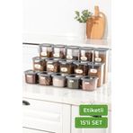 Vienev Etiketli 15li Kare Erzak Saklama Kabı Seti 5x( 0,55 Litre, 1,2 Litre, 1,75 Litre) Antrasit