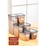 Vienev Etiketli 6lı Set Maxi Boy Peggy Uzun Dikdörtgen Saklama Kabı 2x(1,3 Litre, 2 Litre, 3,2 Litre)