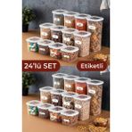 Vienev Etiketli Foly Kare Erzak Saklama Kabı 24'lü Set 8x(0,55 Litre, 1,2 Litre, 1,75 Litre) Beyaz - 550 ml