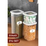 Vienev Etiketli Foly Kare Erzak Saklama Kabı 3'lü Set 1x(0,55 Litre, 1,2 Litre, 1,75 Litre) Beyaz