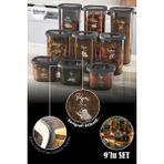 Vienev Etiketli Foly Kare Erzak Saklama Kabı 9'lu Set 3x(0,55 Litre, 1,2 Litre, 1,75 Litre) Antrasit