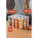 Vienev Etiketli Foly Kare Erzak Saklama Kabı Seti 12li 1,75 Büyük Boy Beyaz