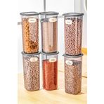 Vienev Etiketli Kare Erzak Saklama Kabı 6'lı Set Büyük Boy 1,75 Litre Antrasit