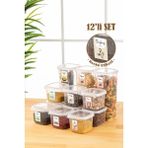 Vienev Renkli Etiketli 12LI Peggy Kare Erzak Saklama Kabı 9x(0,55 Litre) - 3x(1,75 Litre) Beyaz