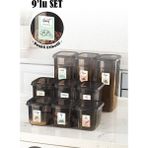 Vienev Renkli Etiketli 9lu Set Peggy Dikdörtgen Saklama Kabı 3x(1,3-2-3,2 Litre) Antrasit