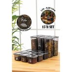 Vienev Serigrafi Etiketli 15li Foly Kare Erzak Saklama Kabı 9x(0,55 Litre) 6x(1,75 Litre) Antrasit