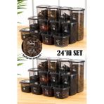 Vienev Serigrafi Etiketli Peggy Kare Erzak Saklama Kabı 24'lü Set 8x(0,55 Litre, 1,2 Litre, 1,75 Litre) Antrasit - 24 Adet