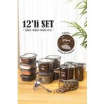 Vienev Vienev 12Li Süper Set Baharat Kabı Avantajlı Paket Baharatlık Seti 4X(0,40, 0,45, 0,55) Etiketli Kaşıklı
