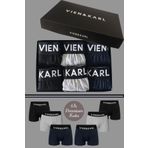 VIEN&KARL 6'lı Premium Kutuda Siyah-Gri-Lacivert Renklerde Erkek Penye Boxer