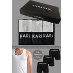 Vien&Karl Erkek 3 Pamuklu Likralı Siyah Boxer 3 Atlet Takım