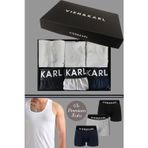 Vien&Karl Erkek 3 Pamuklu Likralı Siyah Gri Lacivert Boxer 3 Atlet Takım