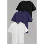 Vien&Karl Erkek Beyaz-siyah-laci Slim Fit Bisiklet Yaka Pamuk Elastan 3'lü Basic Tişört Vk-erkektişört-düz-3lü